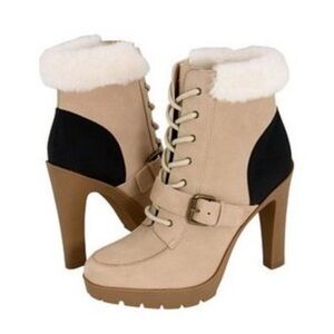Lauren Ralph Lauren Tan and Black Heeled Boots